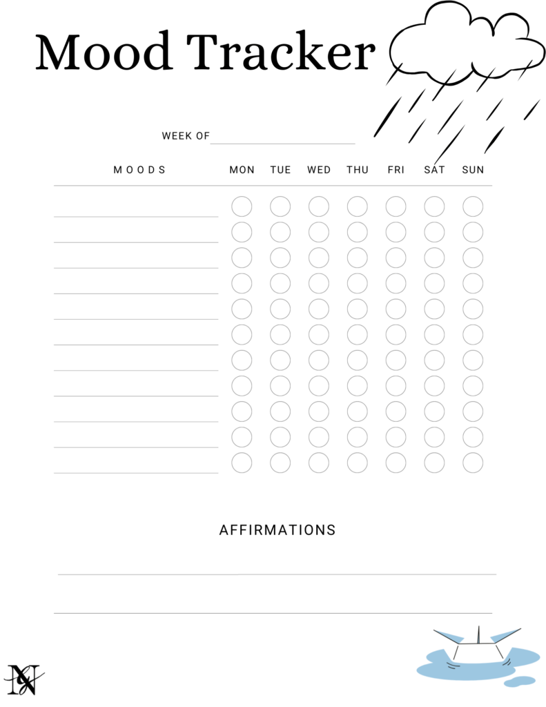 Free Monthly Mood Tracker Printable Including January in Free Mood Tracker Printable