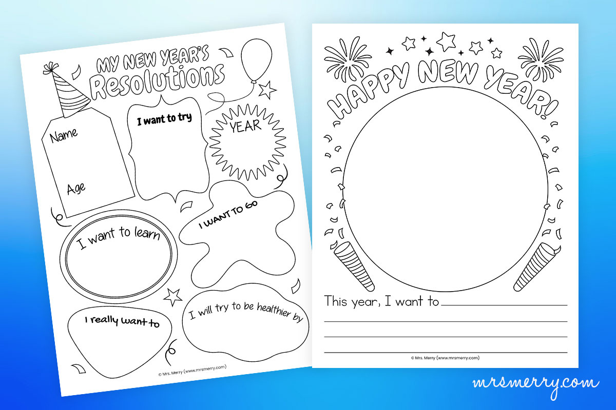 Free New Year&amp;#039;S Resolutions Worksheets For Kids Printable | Mrs. Merry throughout Free New Year&amp;amp;#039;s Resolution Printables