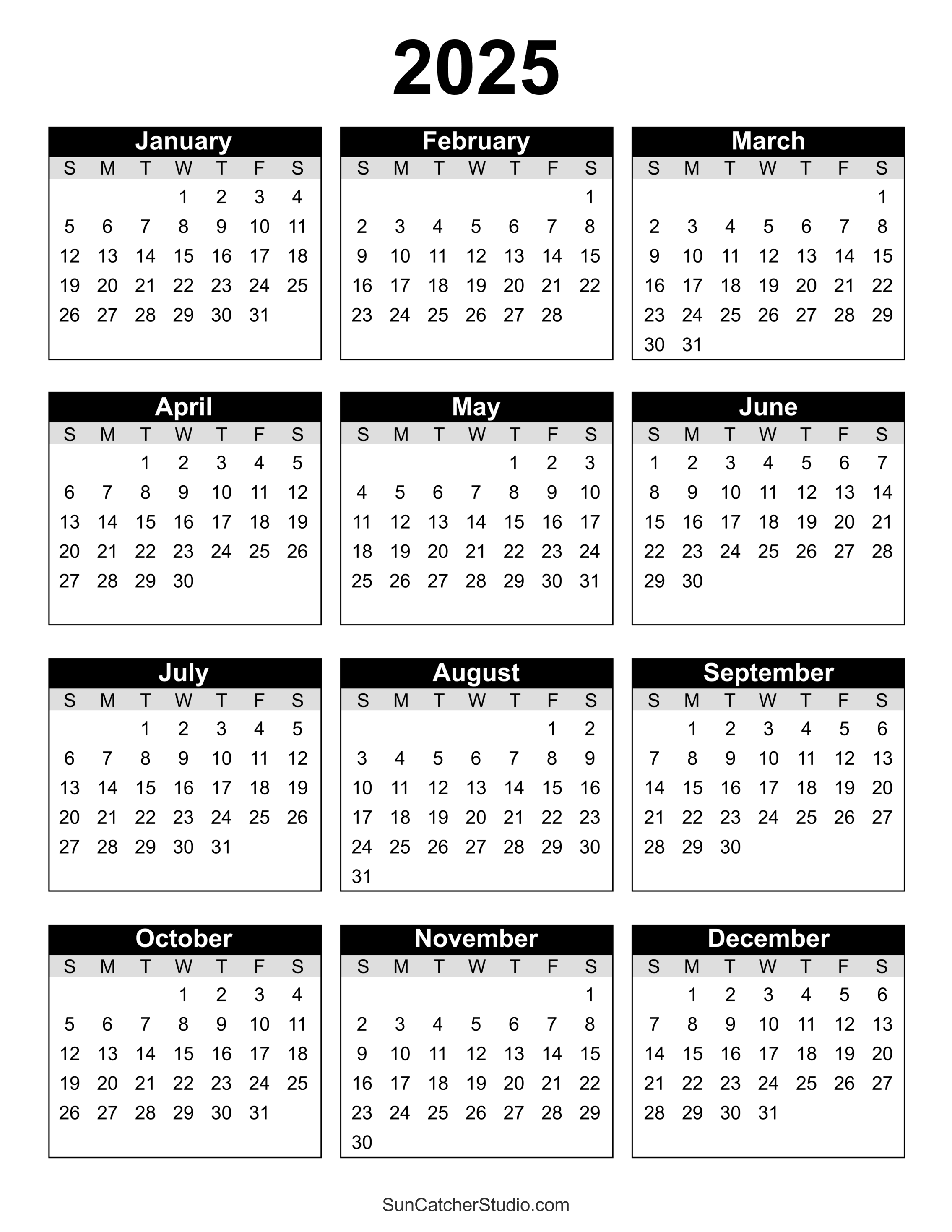 Free Printable 2025 Yearly Calendar – Diy Projects, Patterns with Free 2025 Printable