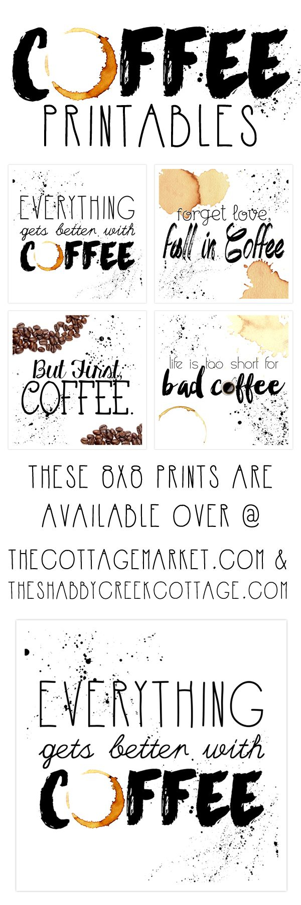 Free Printable Art: The Coffee Collection - The Cottage Market with regard to Free Coffee Printable Art