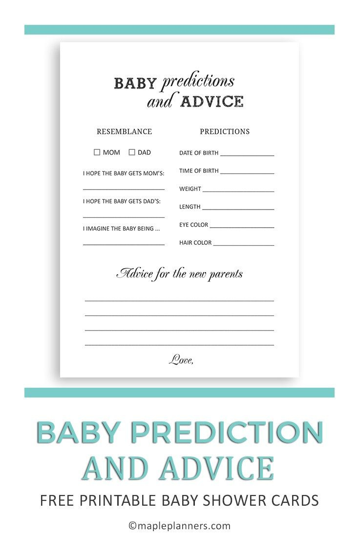 Free Printable Baby Prediction And Advice Cards | Baby Shower pertaining to Free Printable Baby Advice Cards