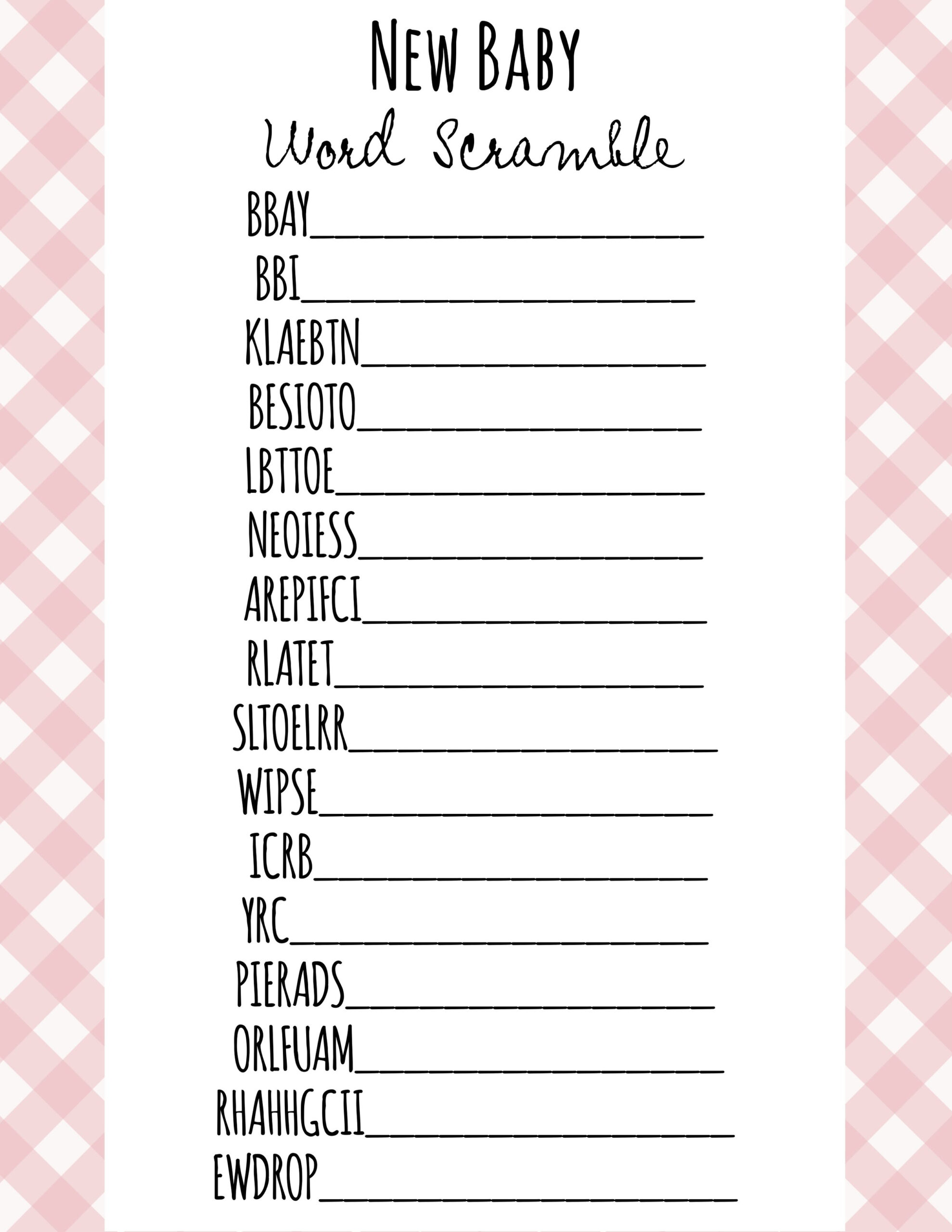 Free Printable Baby Shower Games - Download Instantly! for Free Printable Baby Shower Games With Answer Key