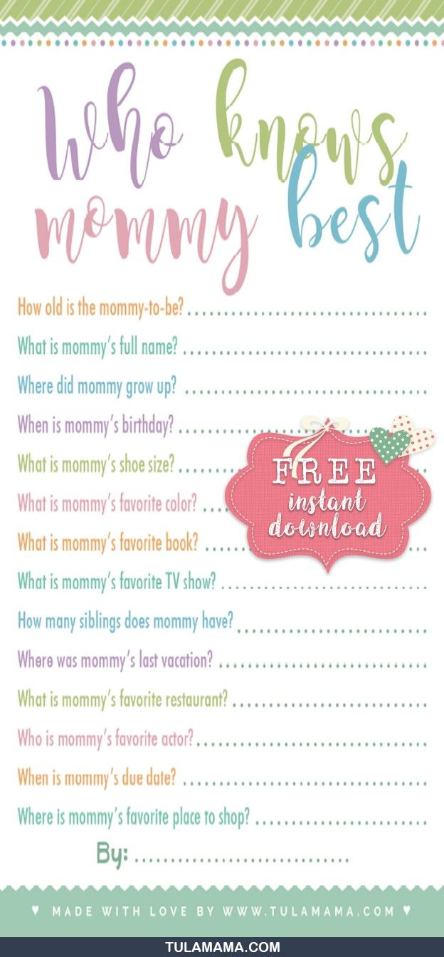 Free Printable Baby Shower Games Who Knows Mommy The Best | Free with Free Printable Baby Shower Games Who Knows Mommy The Best