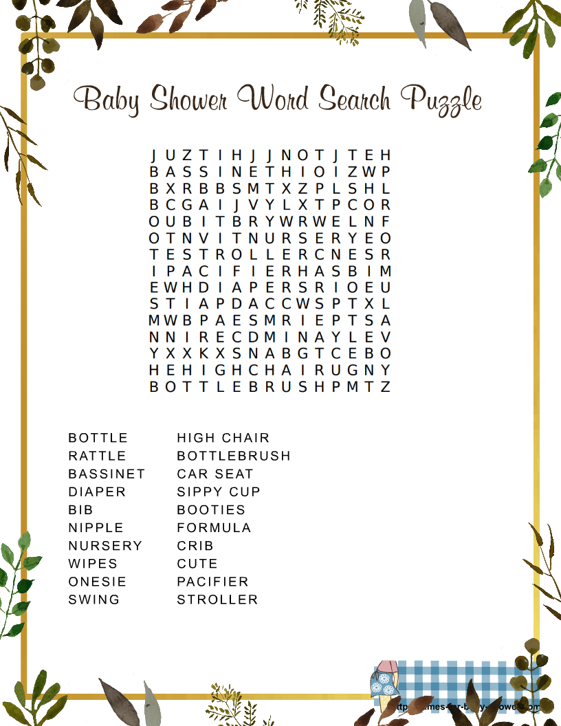 Free Printable Baby Shower Word Search Puzzle Game inside Free Printable Baby Shower Word Search