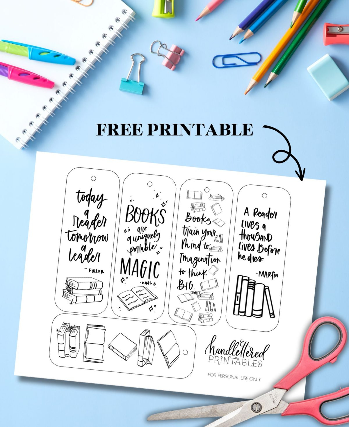 Free Printable Back To School Bookmarks - Hand Lettered Printables throughout Free Printable Back to School Bookmarks