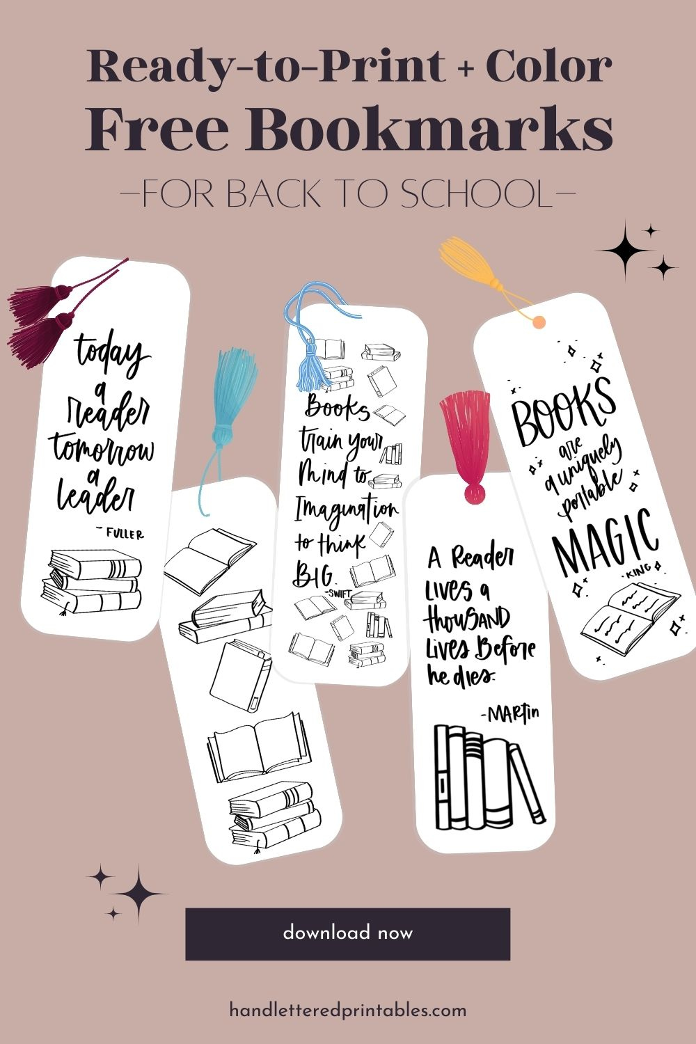 Free Printable Back To School Bookmarks - Hand Lettered Printables with Free Printable Back To School Bookmarks