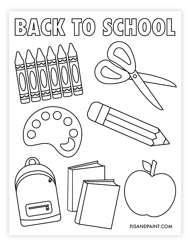 Free Printable Back To School Coloring Page - Pjs And Paint in Free Printable Back To School