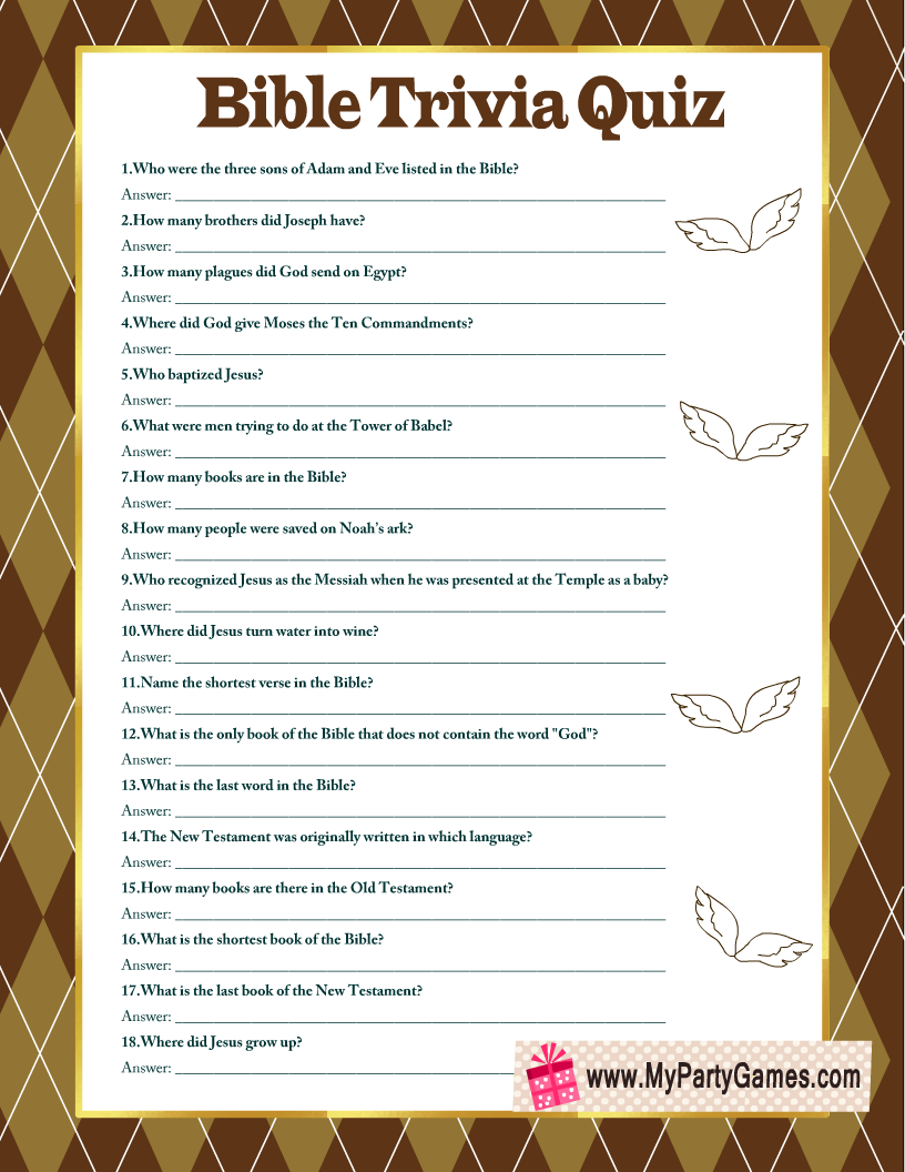 Free Printable Bible Trivia Quiz With Answer Key | Bible Quiz inside Free Printable Bible Trivia Questions And Answers