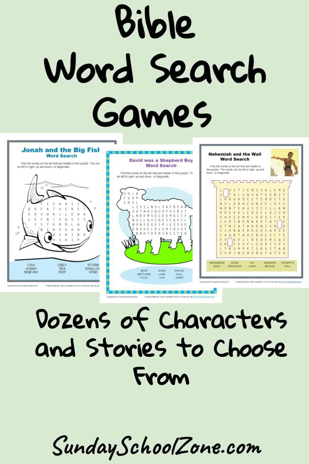 Free, Printable Bible Word Search Activities On Sunday School Zone inside Free Printable Bible Games For Kids