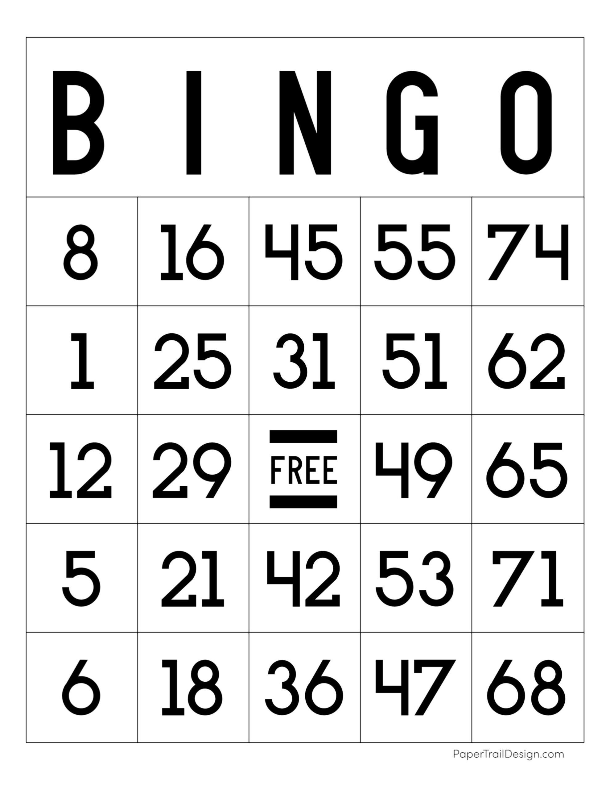 Free Printable Bingo Cards - Paper Trail Design within Free Printable Bingo Cards