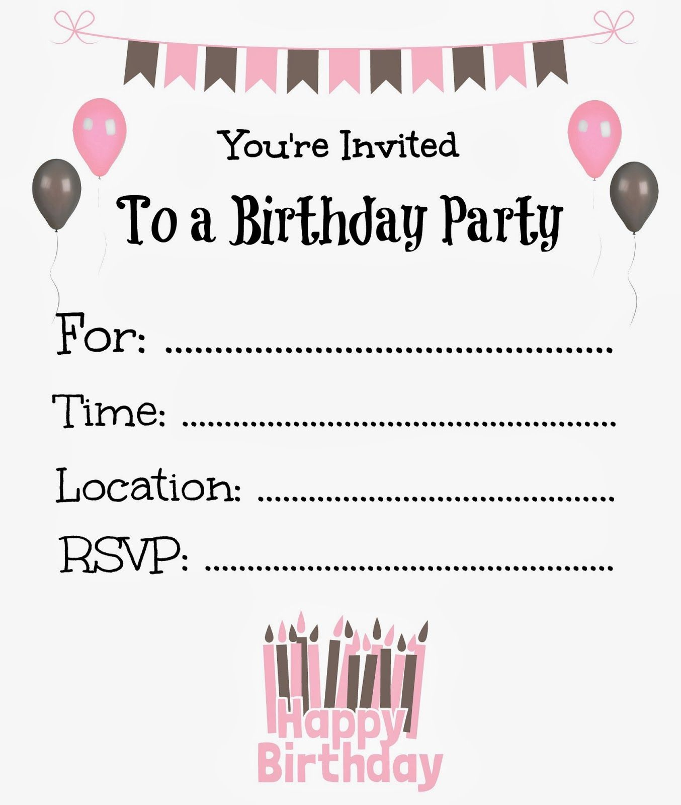 Free Printable Birthday Invitations For Kids #Birthday regarding Free Printable Birthday Party Invitations