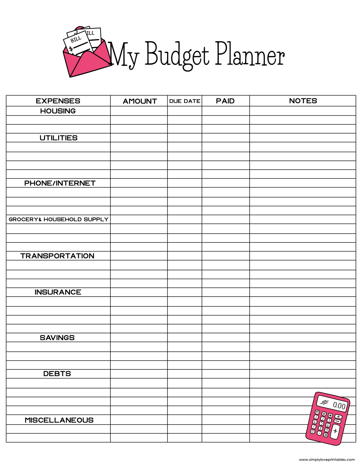 Free Printable Budget Templates | Simply Love Printables pertaining to Free Budget Printable Template