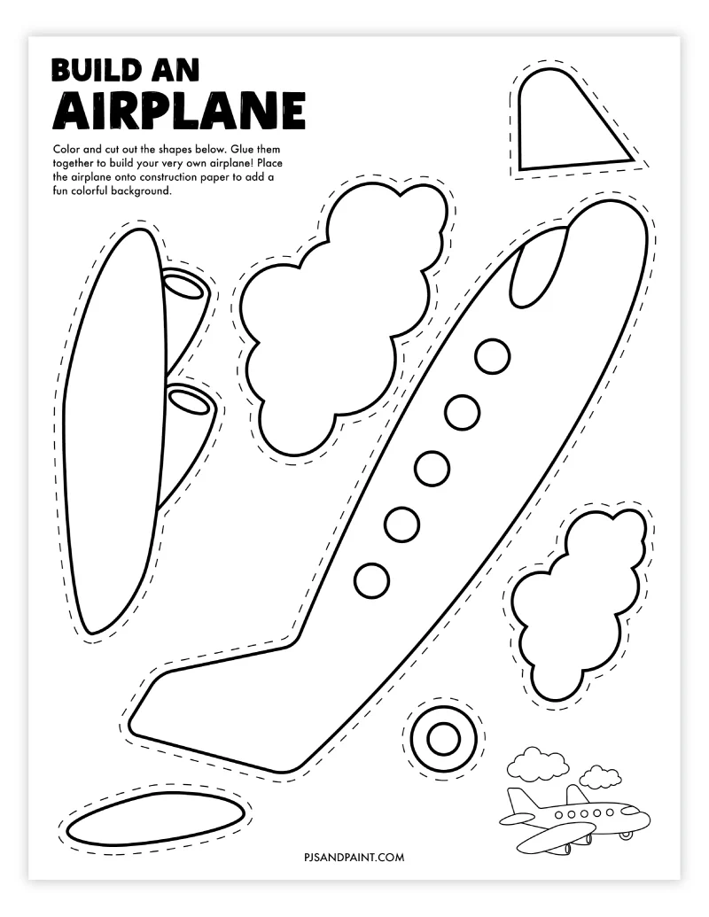 Free Printable Build An Airplane Craft - Pjs And Paint pertaining to Free Printable Airplane Template