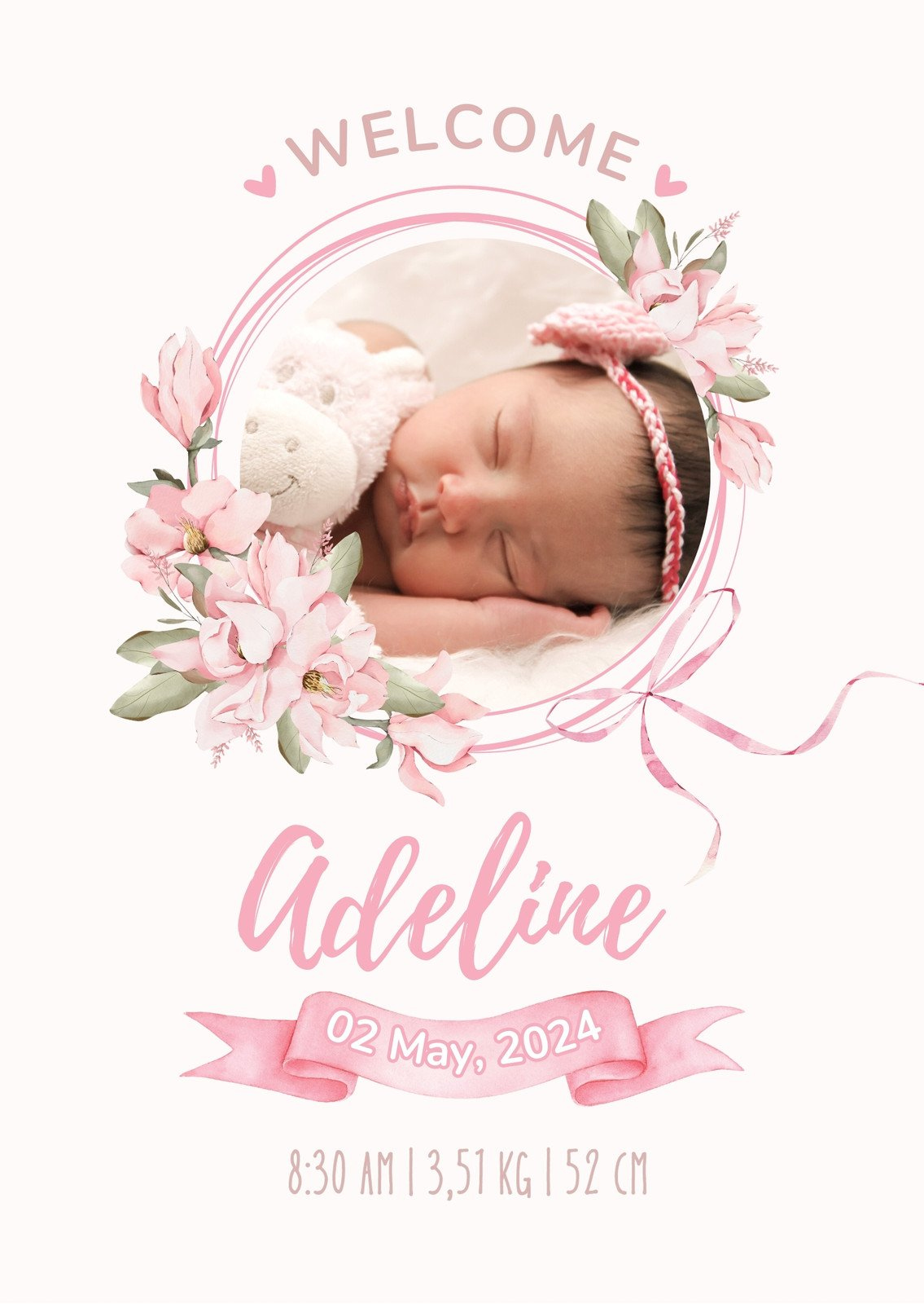 Free, Printable, Customizable Birth Announcement Templates | Canva with Free Printable Baby Announcement Templates