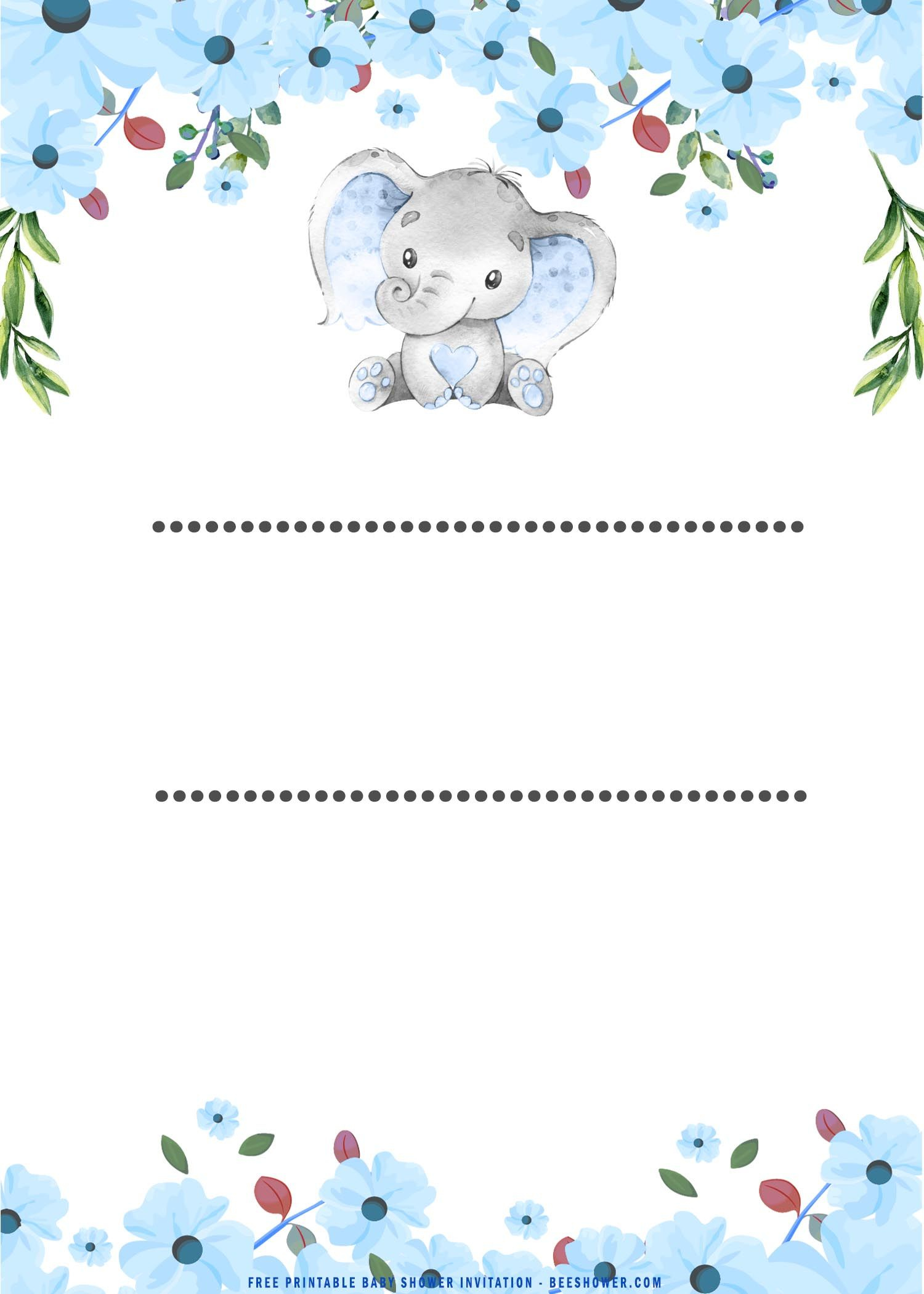 Free Printable) - Cute Baby Elephant Baby Shower Invitation within Free Baby Elephant Printables