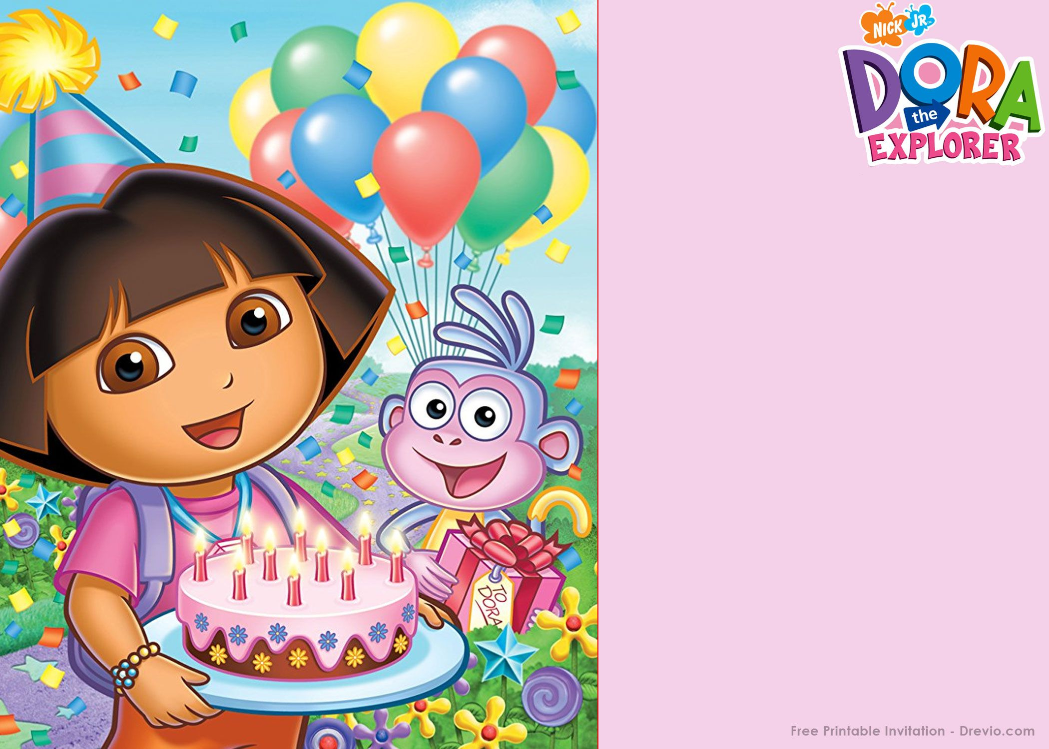 Free Printable Dora The Explorer Party Invitation Template | Party in Free Dora Party Printables