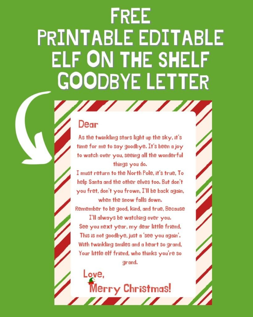 Free Printable Editable Elf On The Shelf Goodbye Letter - A regarding Elf on a Shelf Goodbye Letter Free Printable