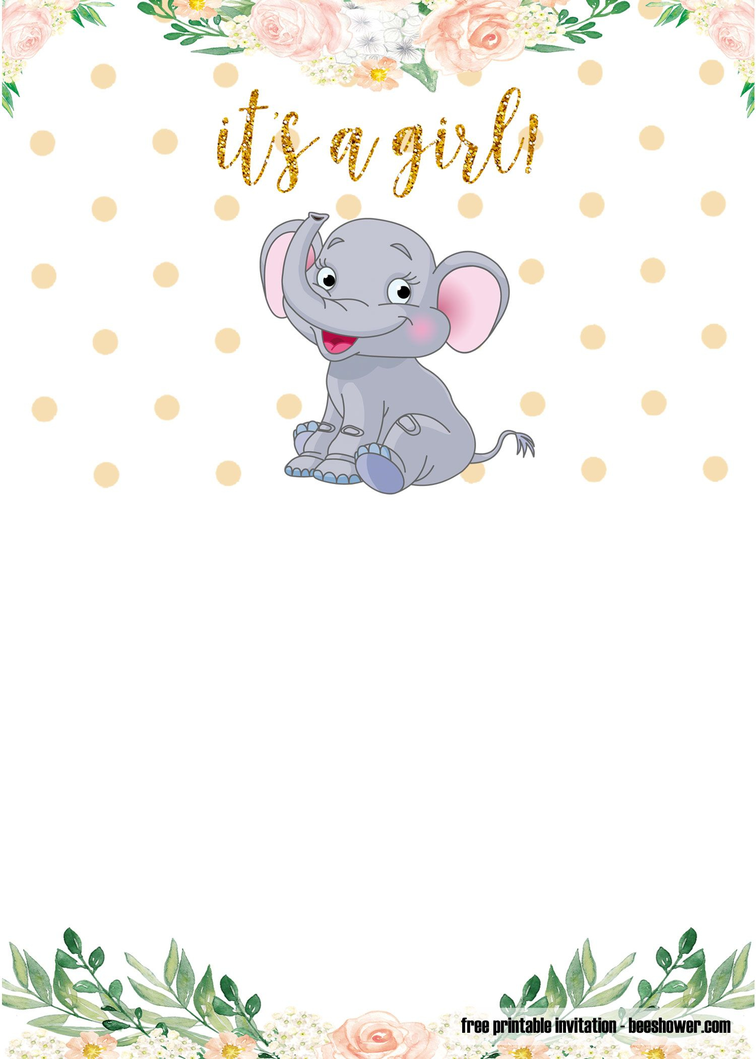 Free Printable Elephant Baby Shower Invitations Templates inside Free Baby Elephant Printables