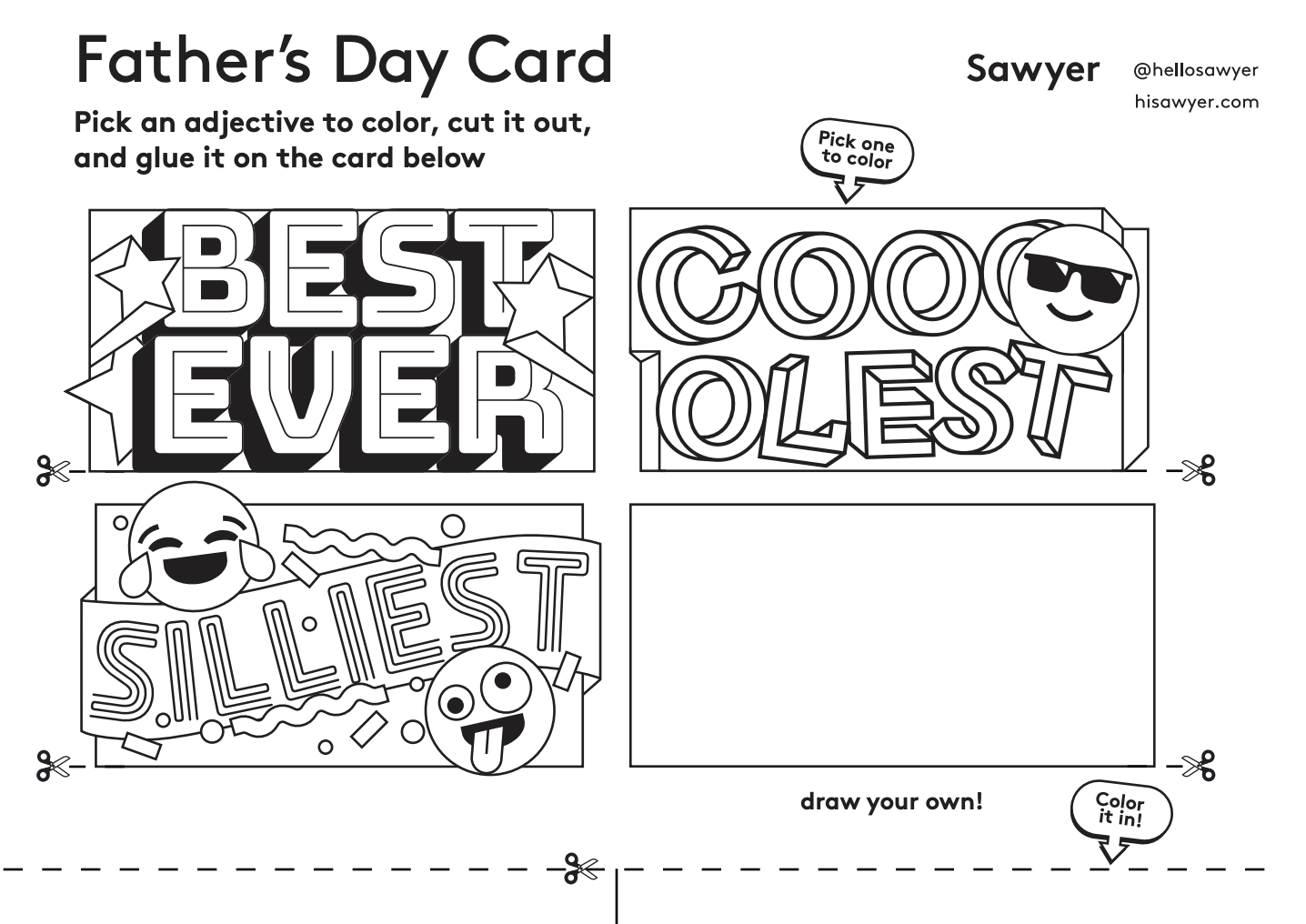 Free Printable Father&amp;#039;S Day Cards | Sawyer Blog inside Free Preschool Fathers Day Printables