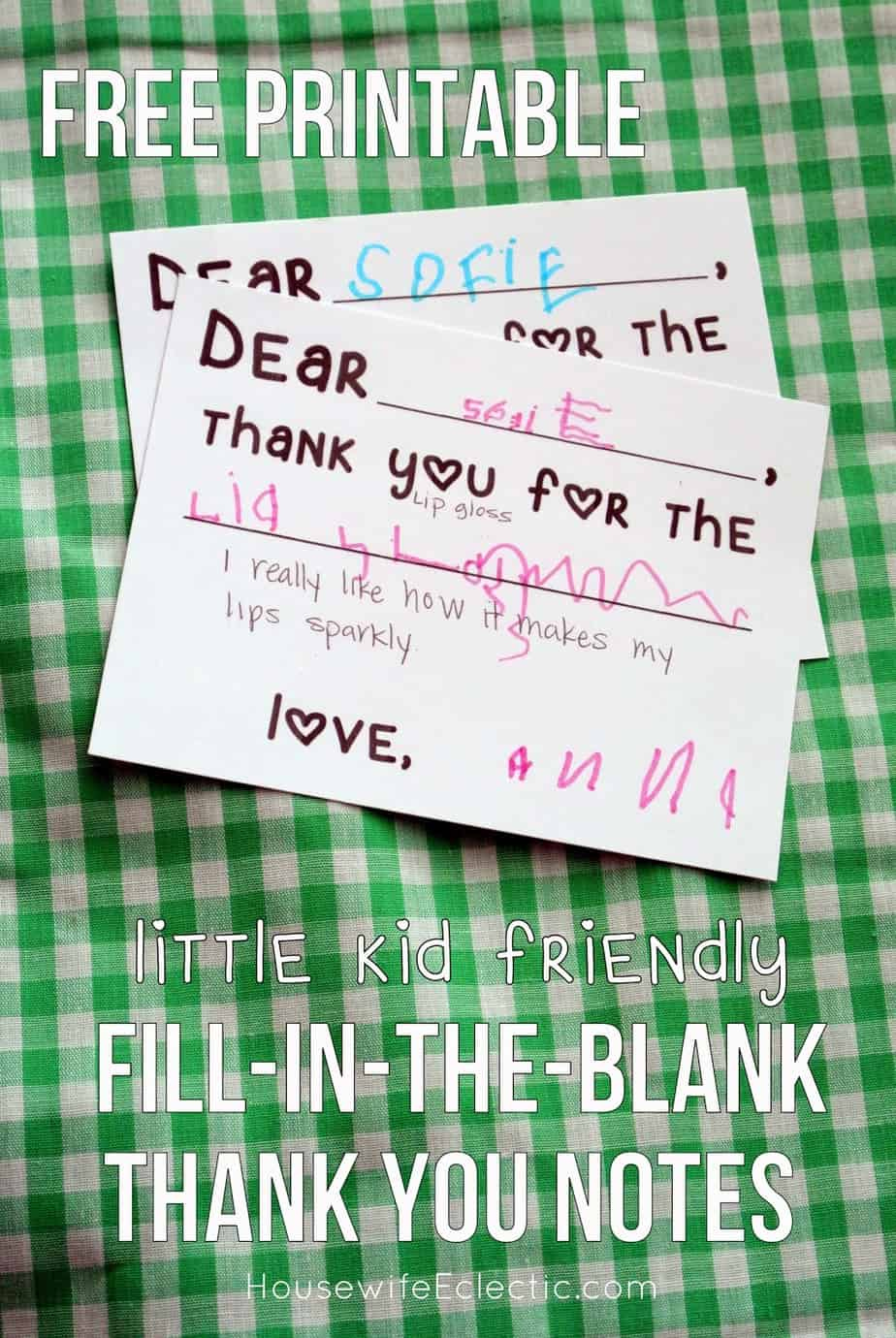 Free Printable Fill-In-The-Blank Thank You Card For Little Kids with Fill In The Blank Thank You Cards Printable Free