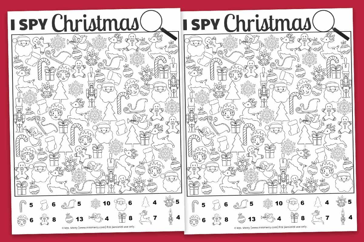 Free Printable I Spy Christmas Activity | Mrs. Merry pertaining to Christmas Fun Worksheets Printable Free