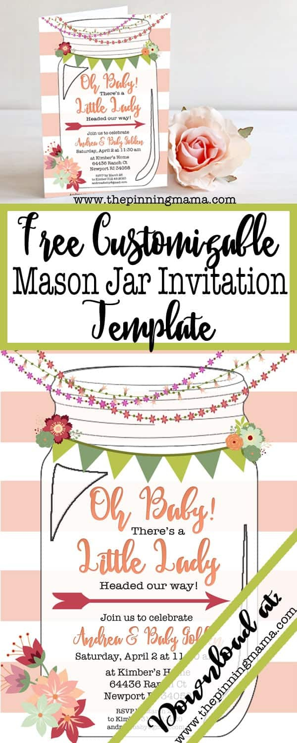 Free Printable Mason Jar Invitation • The Pinning Mama with Free Mason Jar Wedding Invitation Printable Templates