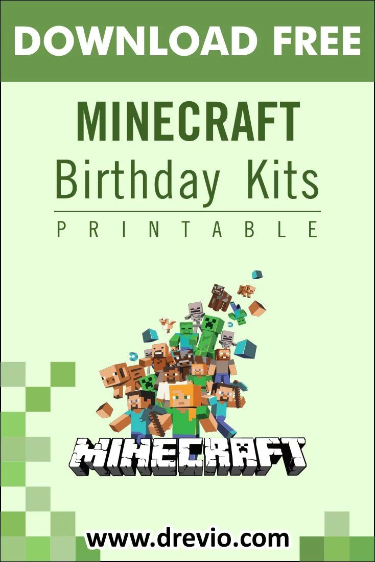 Free Printable) – Minecraft Birthday Party Kits Templates in Free Minecraft Party Printables