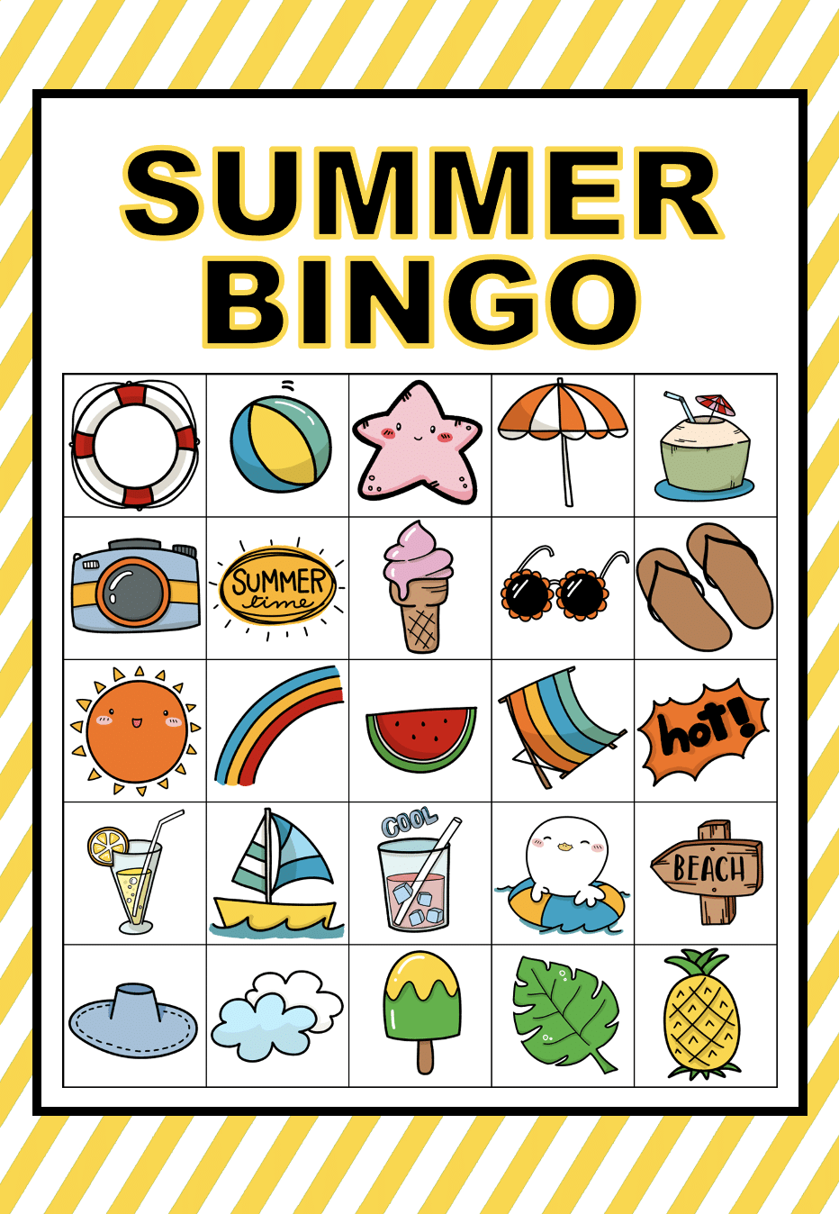 Free Printable Picture Bingo Cards (Summer Edition) - We Made This for Free Printable Bingo Cards