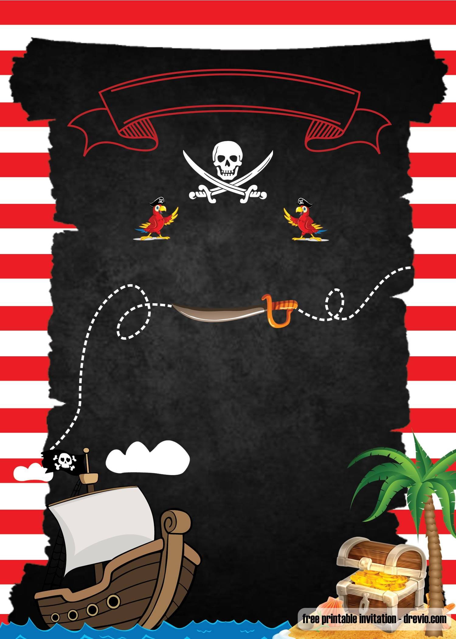 Free Printable Pirate Party Invitations Template | Pirate for Free Pirate Birthday Party Printables