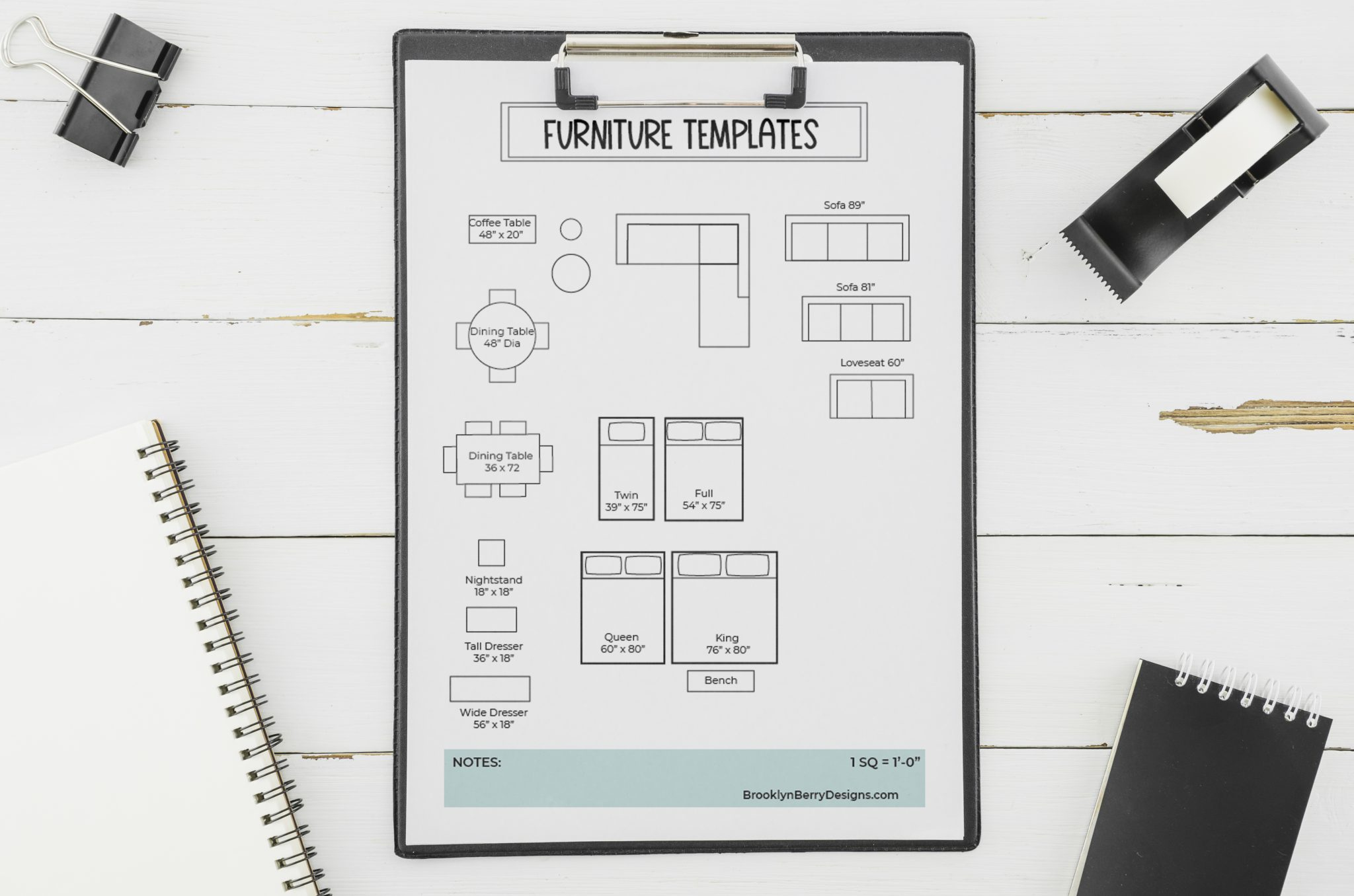Free Printable Room Planner - Brooklyn Berry Designs for 1/8 Inch Scale Furniture Templates Printable Free