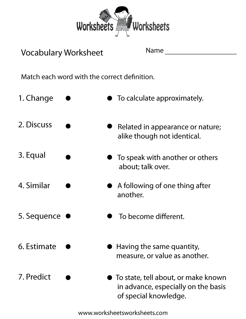 Free Printable Vocabulary Building Worksheet intended for Free Printable 7th Grade Vocabulary Worksheets