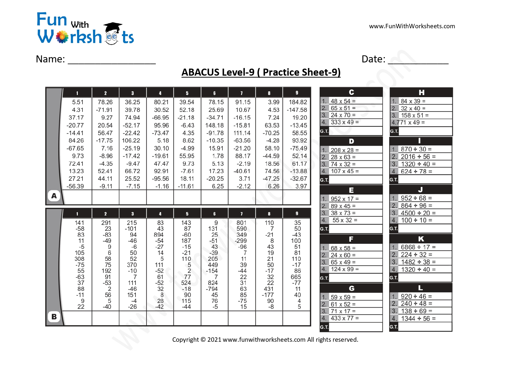 Free Printable Worksheets -Abacus Level 9 Worksheets Archives throughout Free Printable Abacus Worksheets