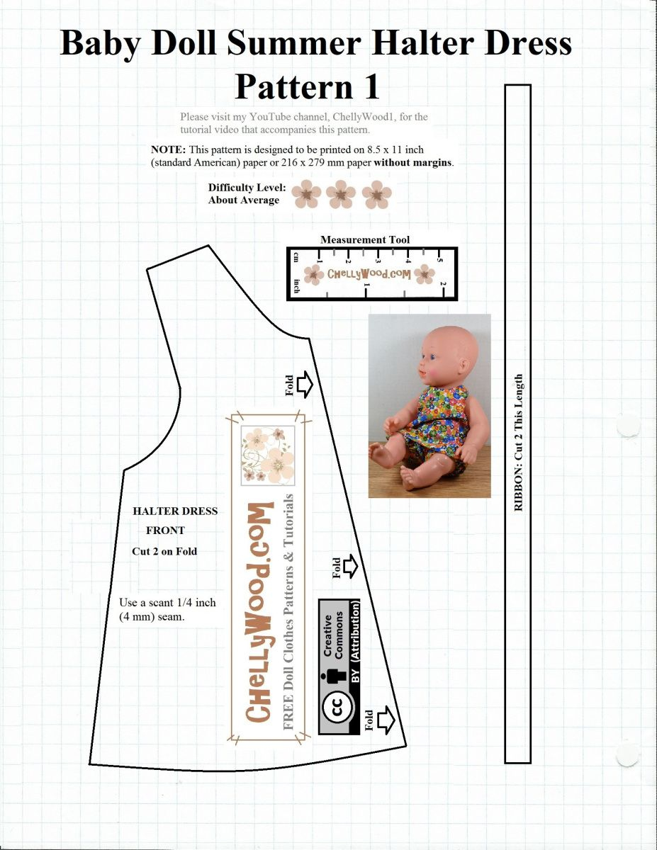 Free #Sewing Pattern For Baby #Dolls @ Chellywood #Crafts inside American Girl Clothes Patterns Free Printable