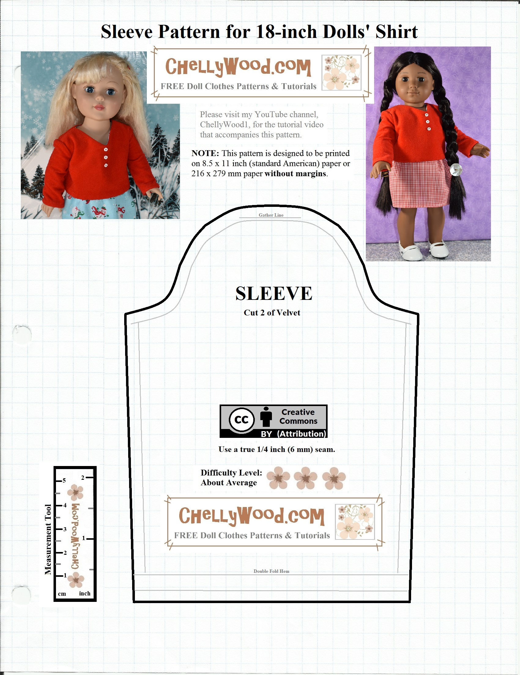 Free Sewing Patterns For 18″ Dolls&amp;#039; Clothes: Velvet Shirt Project in 18 Inch Doll Clothes Patterns Free Printable