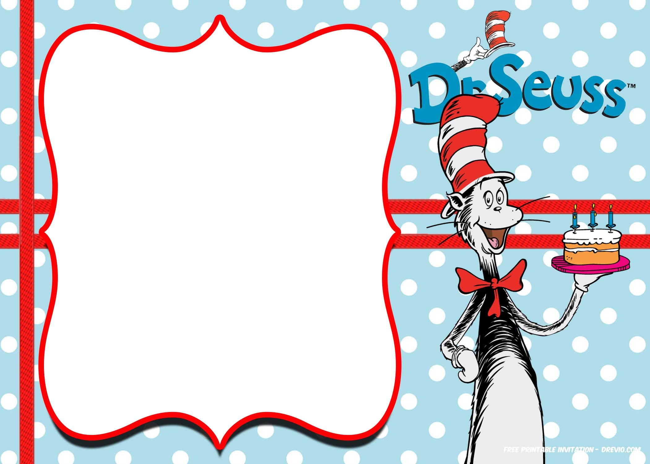 Free Thing 1 And Thing 2 Dr. Seuss Invitation Templates | Dr Seuss for Dr Seuss Free Printable Templates