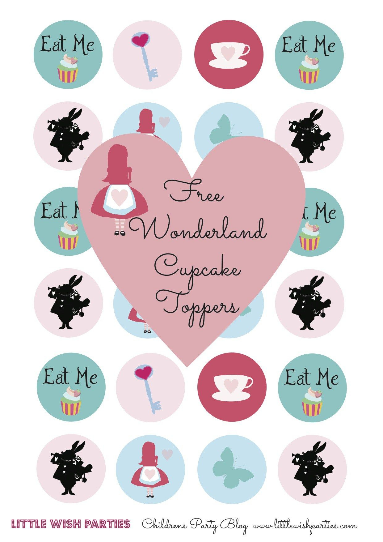 Free Wonderland Cupcake Toppers - Little Wish Parties | Free Baby intended for Alice in Wonderland Cupcake Toppers Free Printable