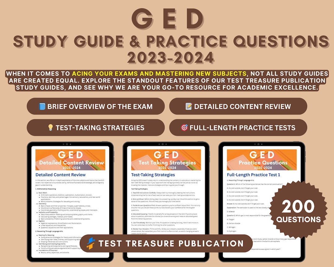 Ged Exam Study Guide 2023-2024 Ged Test Prep Math, Language Arts, Science, Social Studies Practice Questions &amp;amp; Test-Taking Strategies - Etsy intended for Free Ged Practice Test 2025 Printable