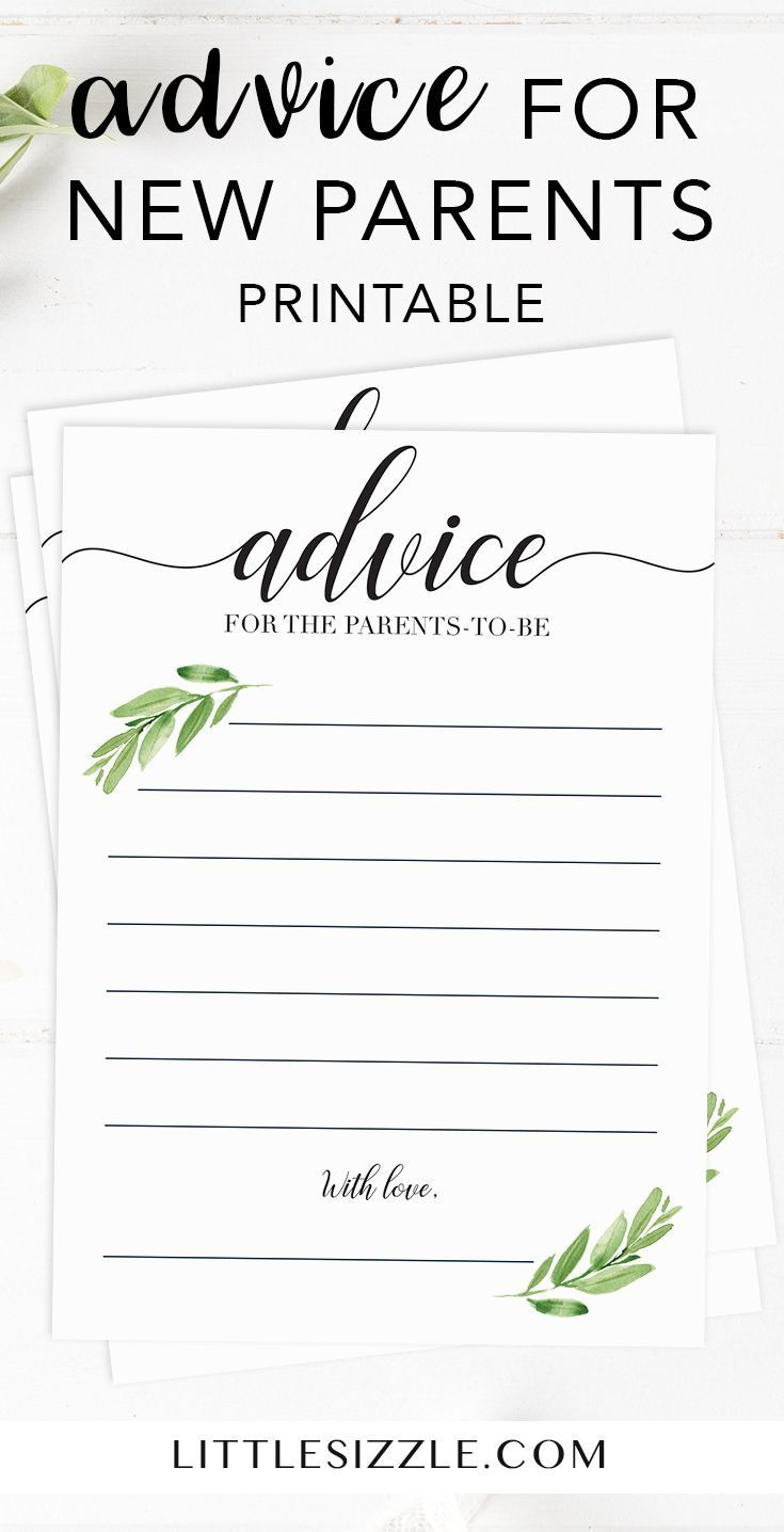 Greenery Baby Shower Advice Cards Printable &amp;amp; Virtual | Baby intended for Free Printable Advice Cards For Baby Shower Template