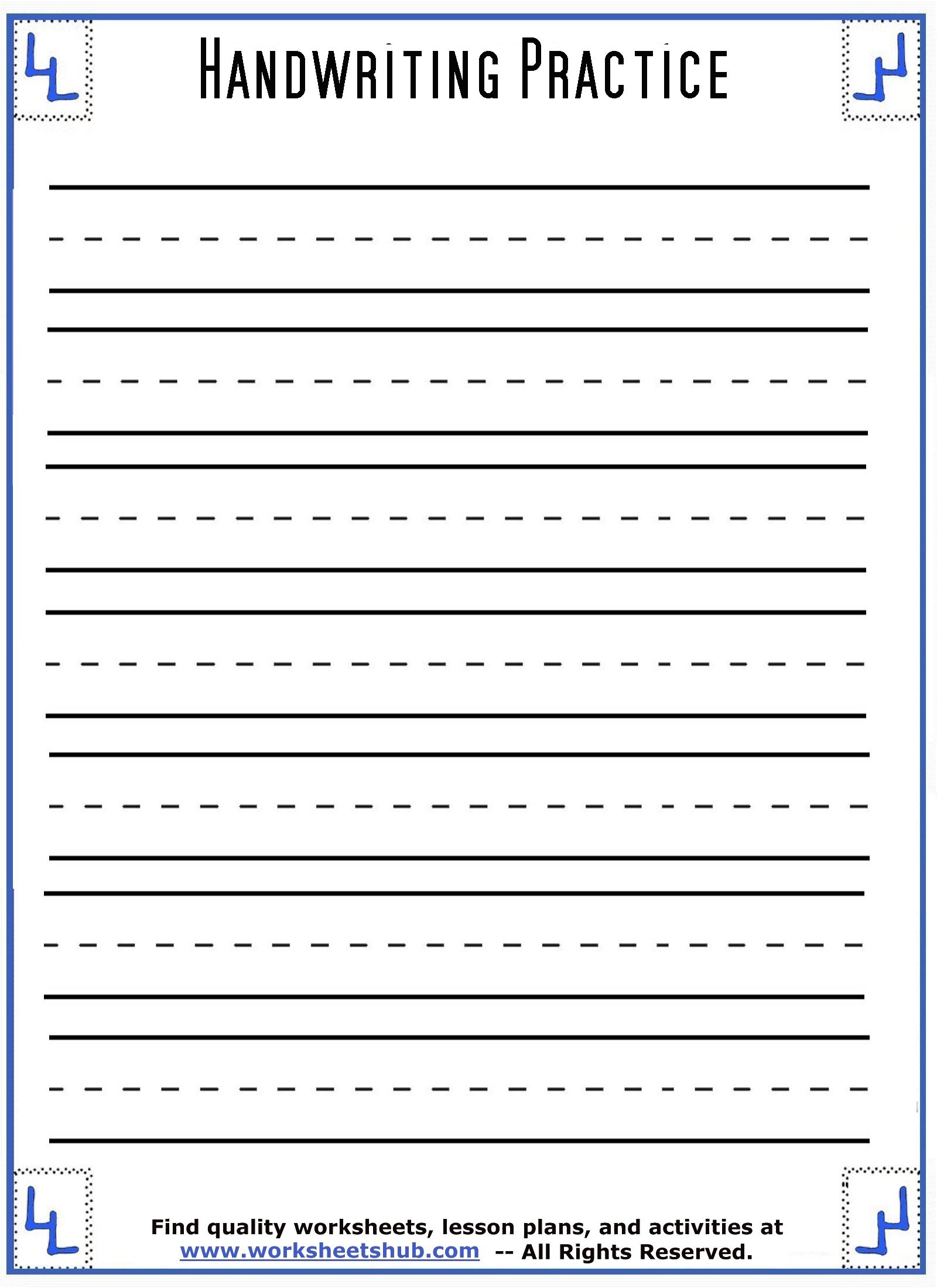 Handwriting Sheets:printable 3-Lined Paper in Blank Handwriting Worksheets Printable Free