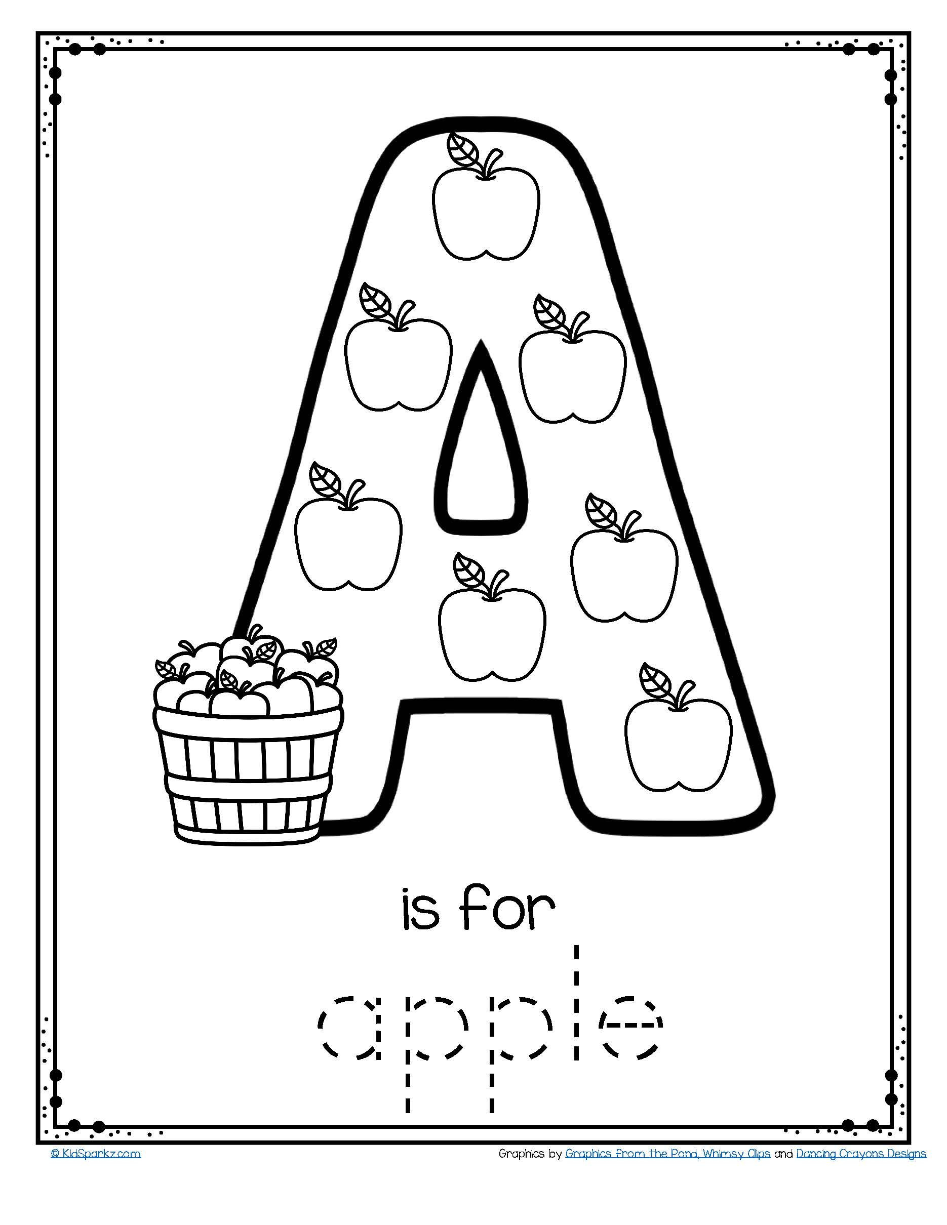 Letter A Is For Apple - Trace And Color Printable Free | Letter regarding Free Letter Printables For Preschool