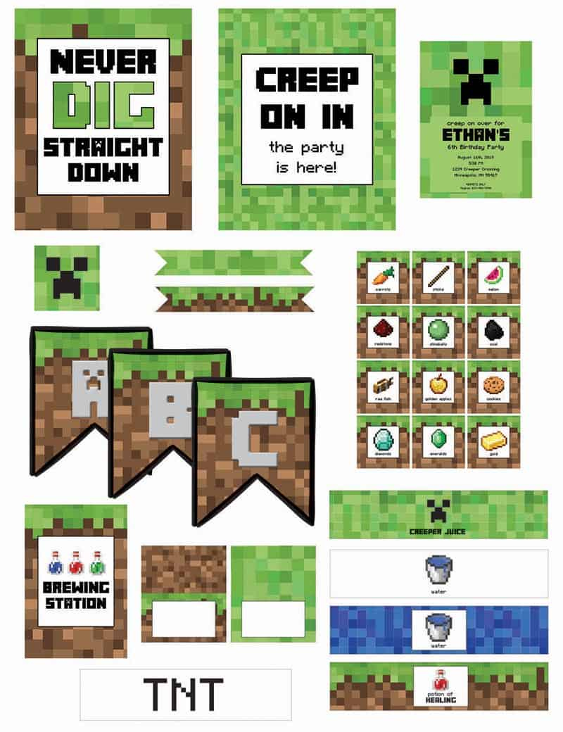 Minecraft Birthday Party (With Free Printables) - Elva M Design Studio throughout Free Minecraft Printables