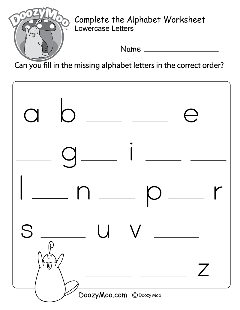 Missing Letter Worksheets (Free Printables) - Doozy Moo inside Free Printable Alphabet Worksheets for Grade 1