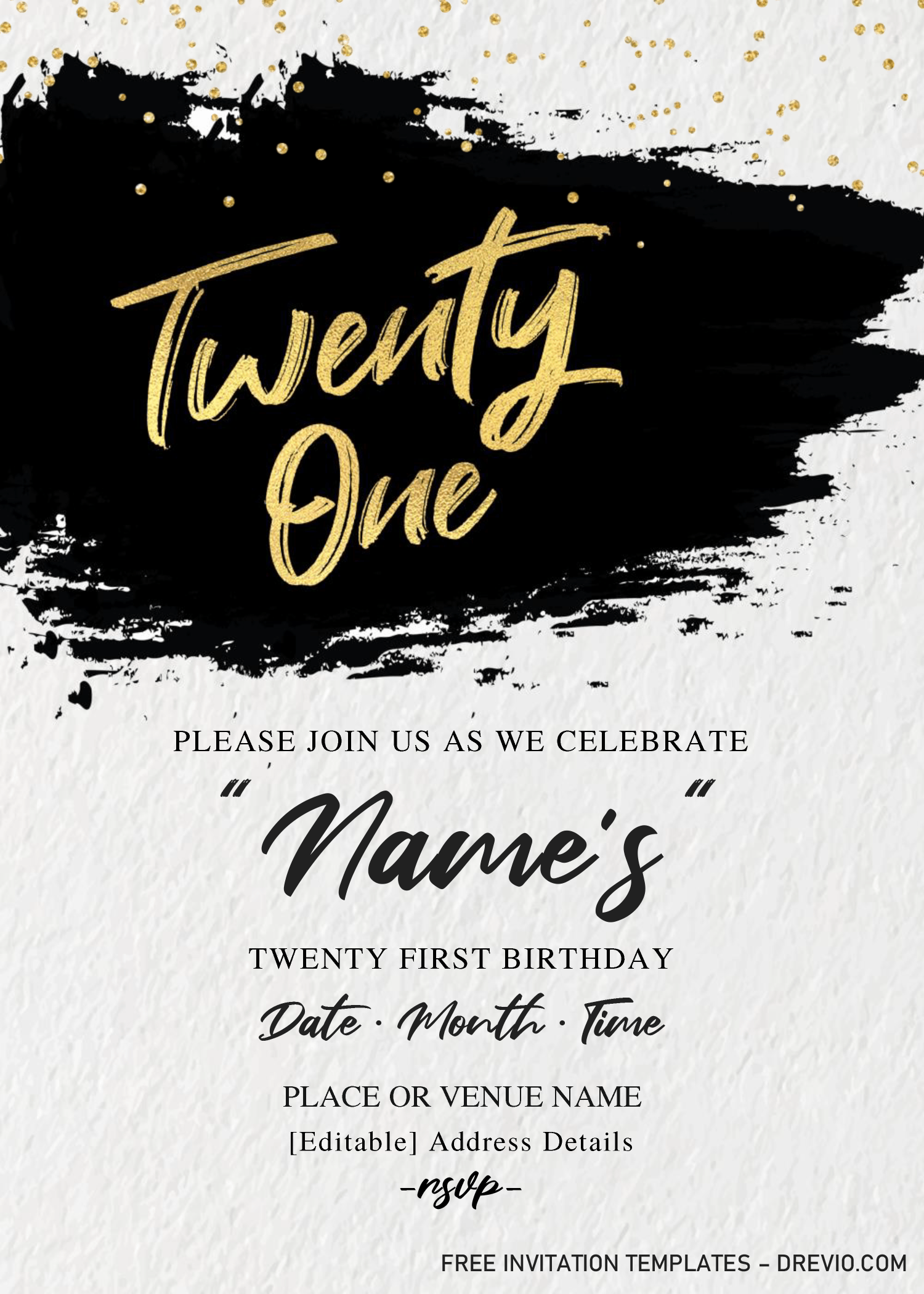 Modern 21St Birthday Invitation Templates – Editable With with 21St Birthday Invitation Templates Free Printable