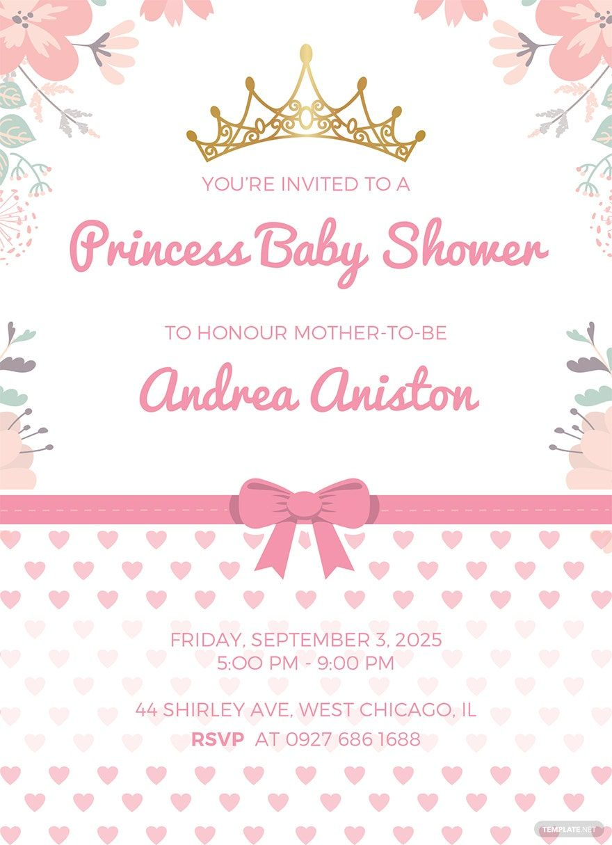 Modern Princess Baby Shower Invitation Template In Publisher, Word with regard to Free Printable Baby Shower Invitations For Girls