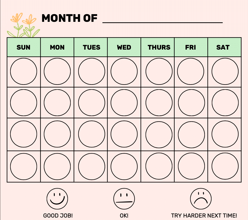 Monthly Behavior Chart | Free Printable - Goally in Free Printable Behavior Charts