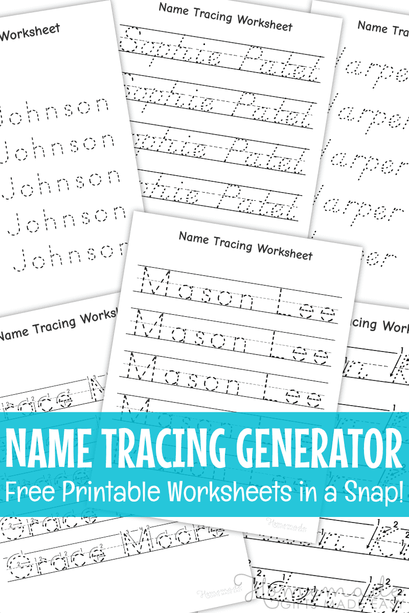 Name Tracing Generator - Make Free Name Tracing Worksheets for Free Name Printables