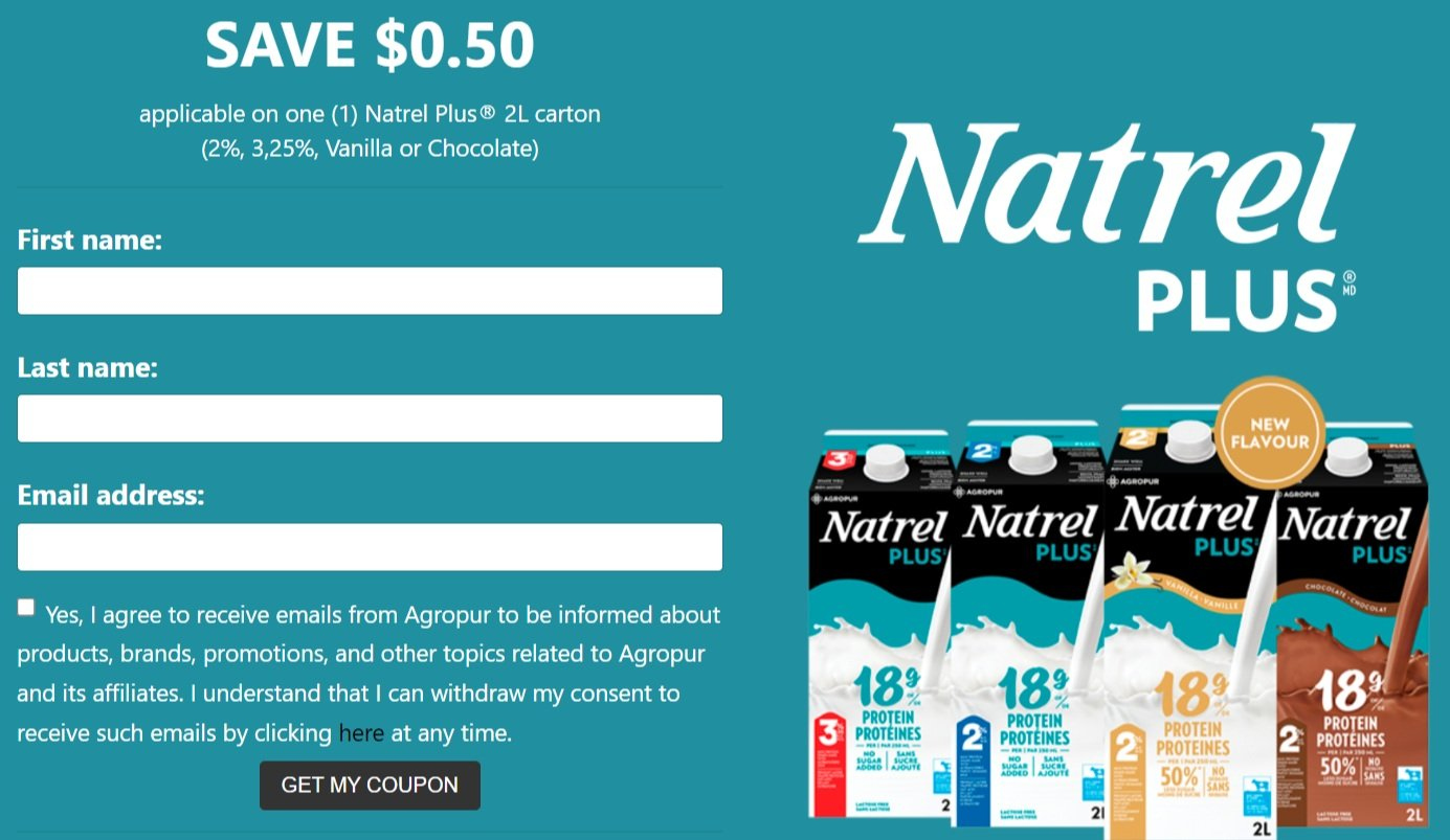 Natrel Plus - Printable Coupon — Savin Groceries App inside Free Milk Coupons Printable