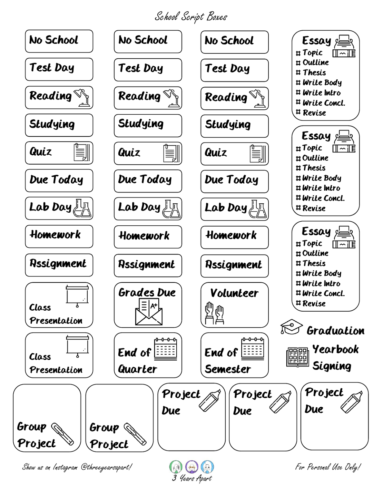 Pin On Free Downloads with Bullet Journal Stickers Free Printable Black And White