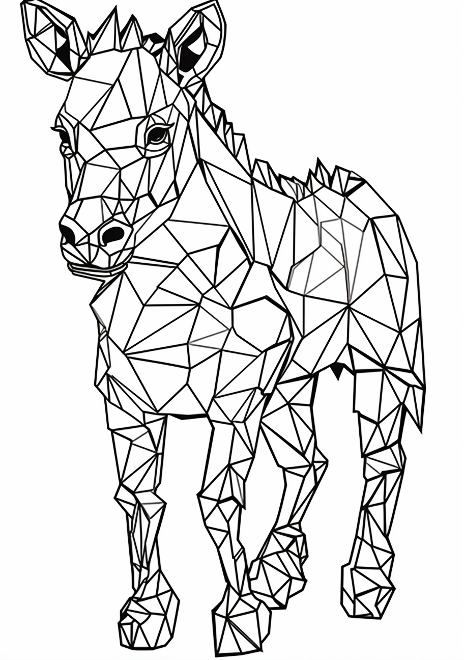 Polygonal Art Geometrical Animals - Printable Coloring Page inside Free Printable Arty Animal Outlines