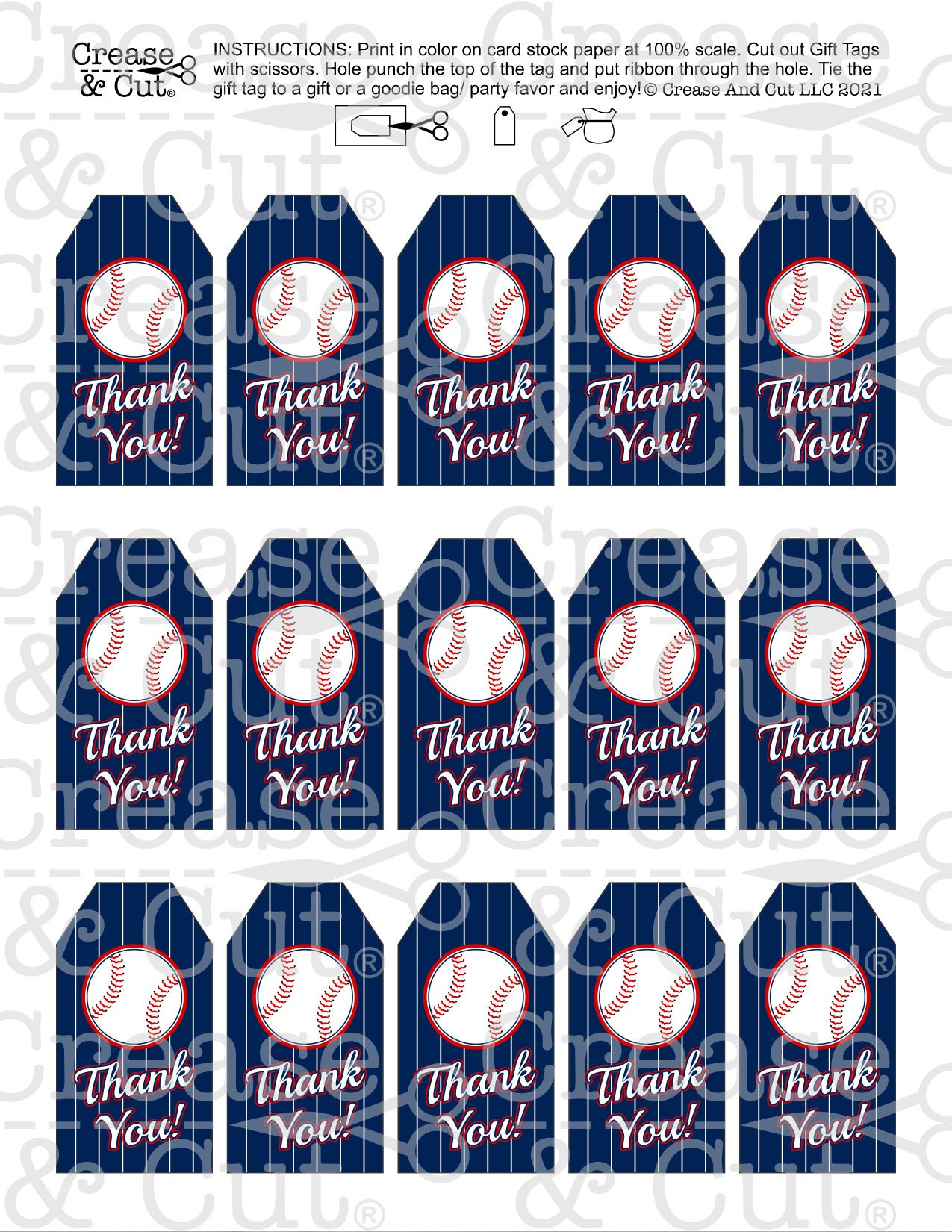 Printable Baseball Thank You Gift Tags Goodie Bags Party Favor Navy Blue White Red Baseball Birthday Party Baseball Baby Shower Pdf Download throughout Free Printable Baseball Favor Tags